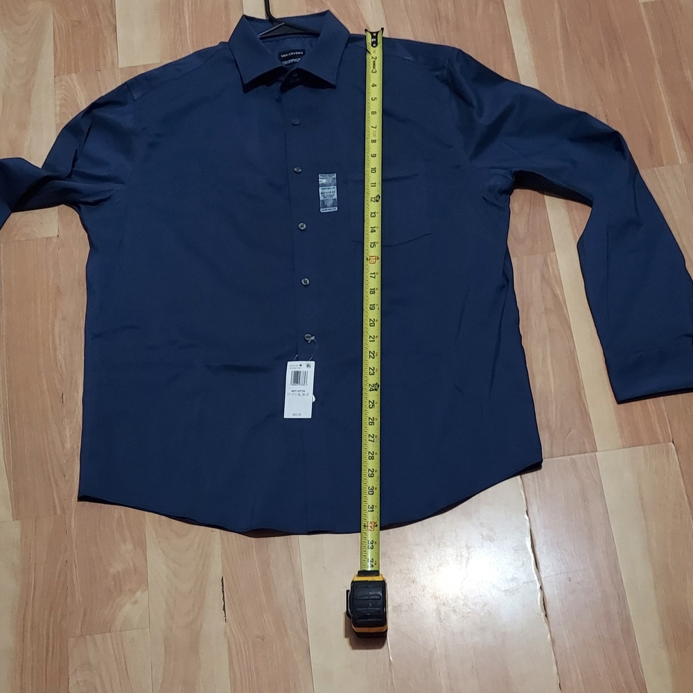 Van Heusen Long Sleeve Button Down Shirt Slate Blue Mens Size XL Slim Stretch - Picture 4 of 7